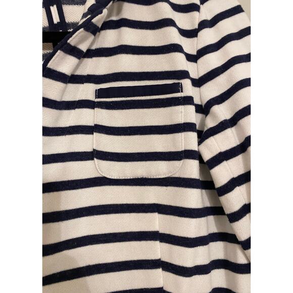 Crown & Ivy Navy White Breton Stripe Blazer Jacket Nautical Buttons Pockets (S) - Picture 7 of 11